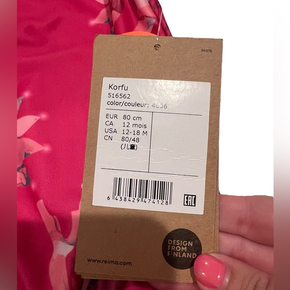 NWT Reima Girls Fish Swimsuit in pink in size 12-18 months - Picture 5 of 5